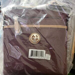 BRAND NEW GIANI BERNINI TWO-TONE BURGANDY-TAN SHOULDER STRAPPED PURSE